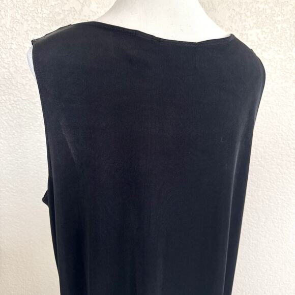 Chico's Travelers Size 3 Dress Solid Black Sleeveless Stretch Slinky Tank Sheath - Picture 4 of 12